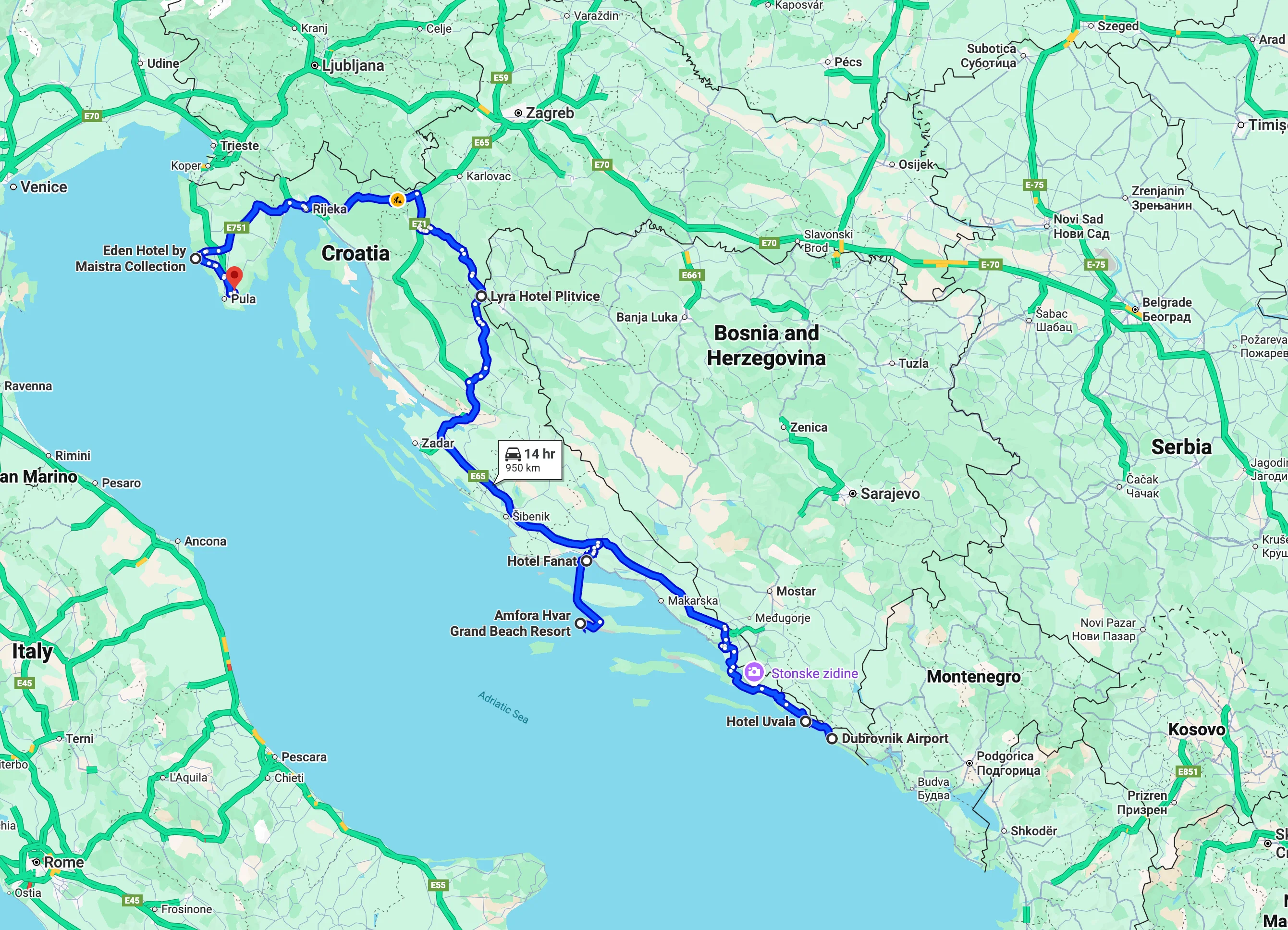 Rondreis Ultiem Kroatie | route kaart